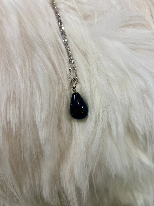 Deep Blue Star Stone Teardrop Pendant Necklace by Gill M
