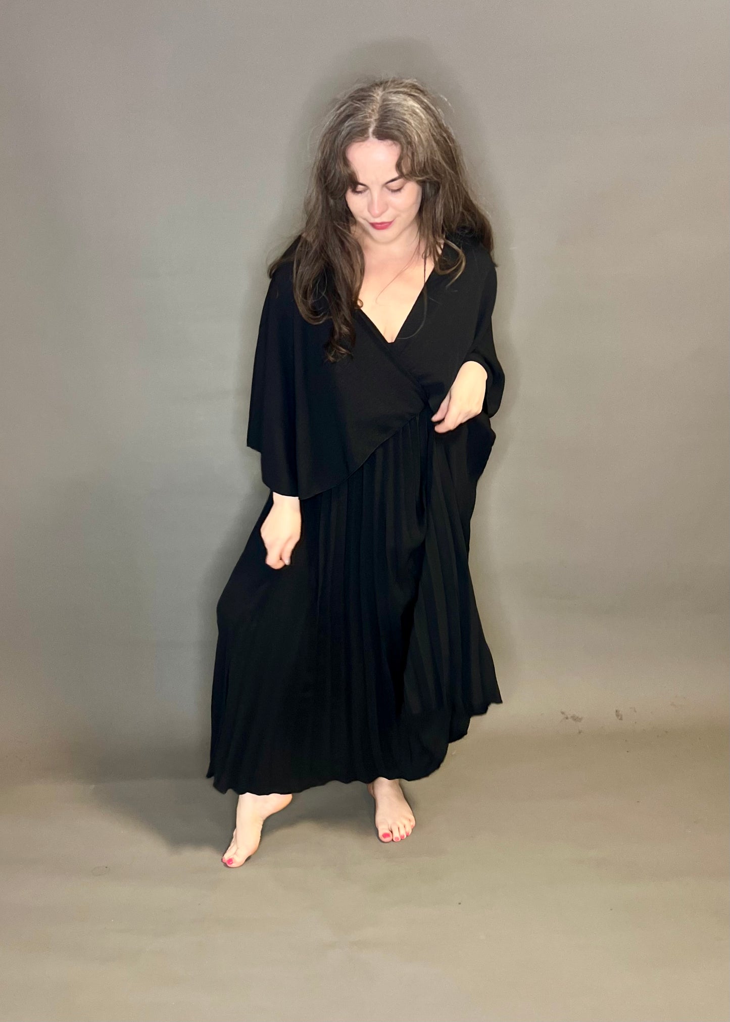 Love My Fashions Pleated Shawl Dress