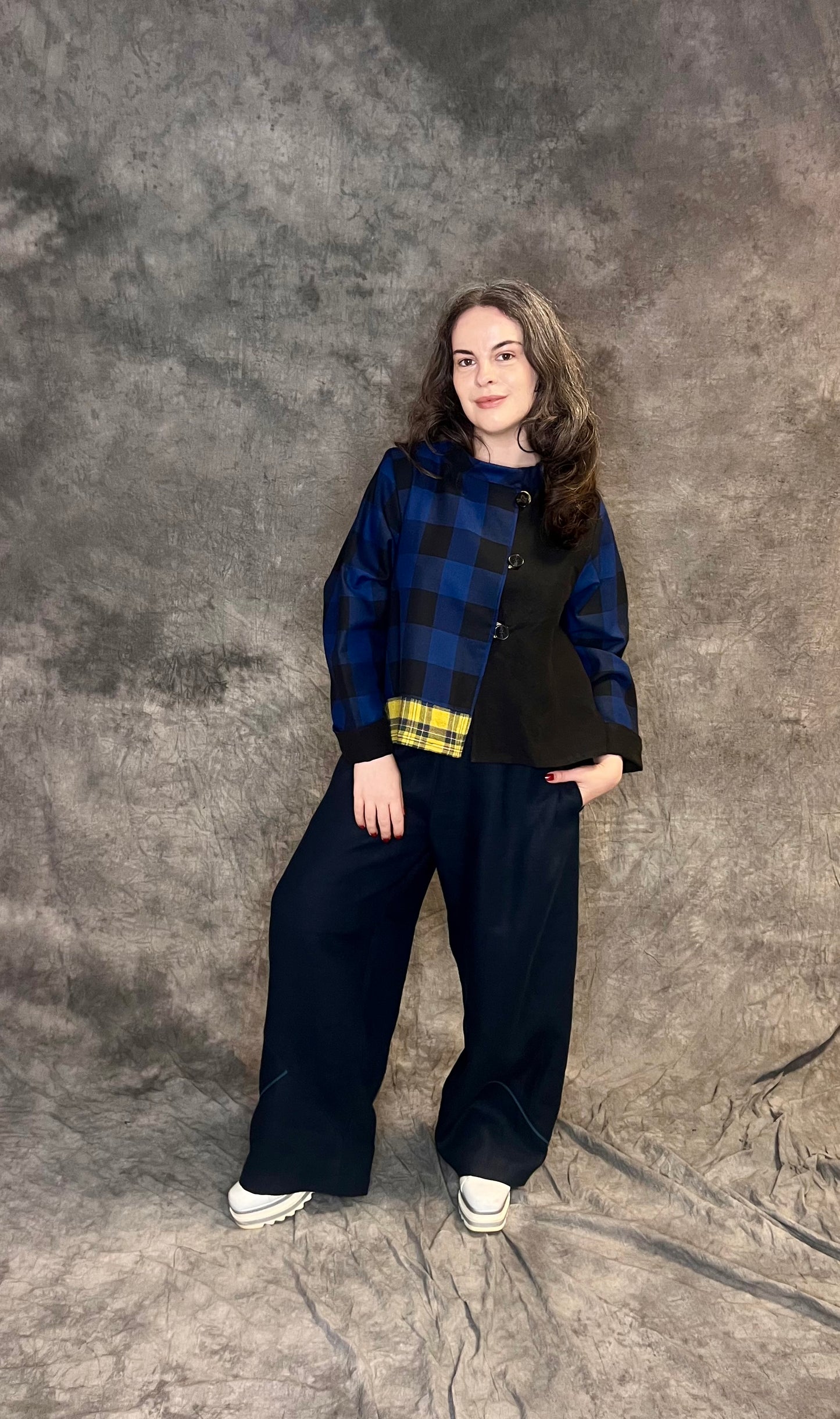 Terry Macey “Penny” Trousers in French Navy with Blue Detail