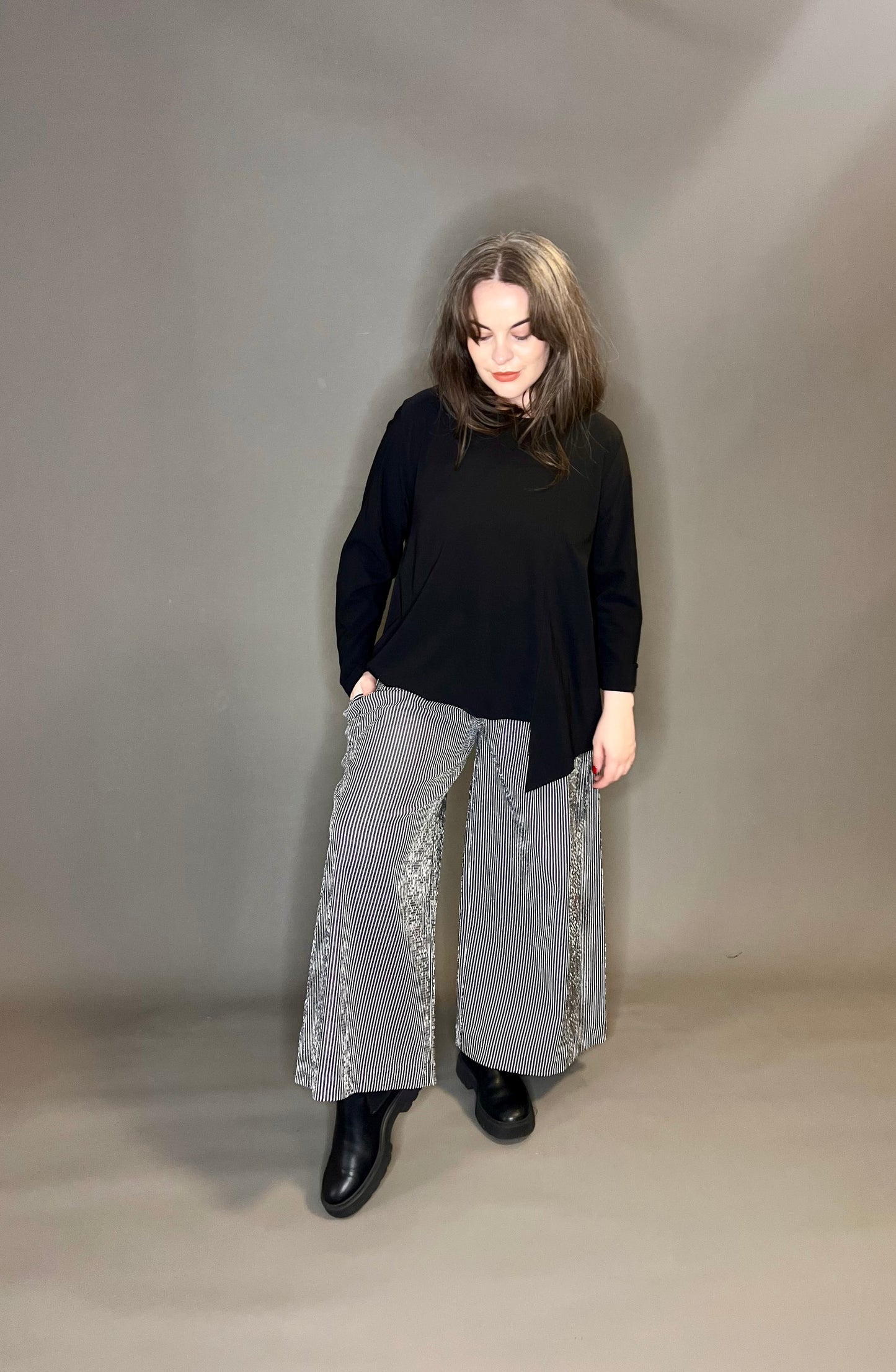 Terry Macey Black and White Striped Culottes