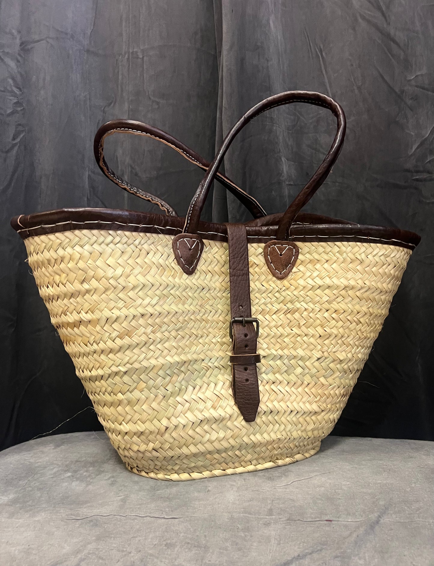 Large Handwoven Basket with Buckle