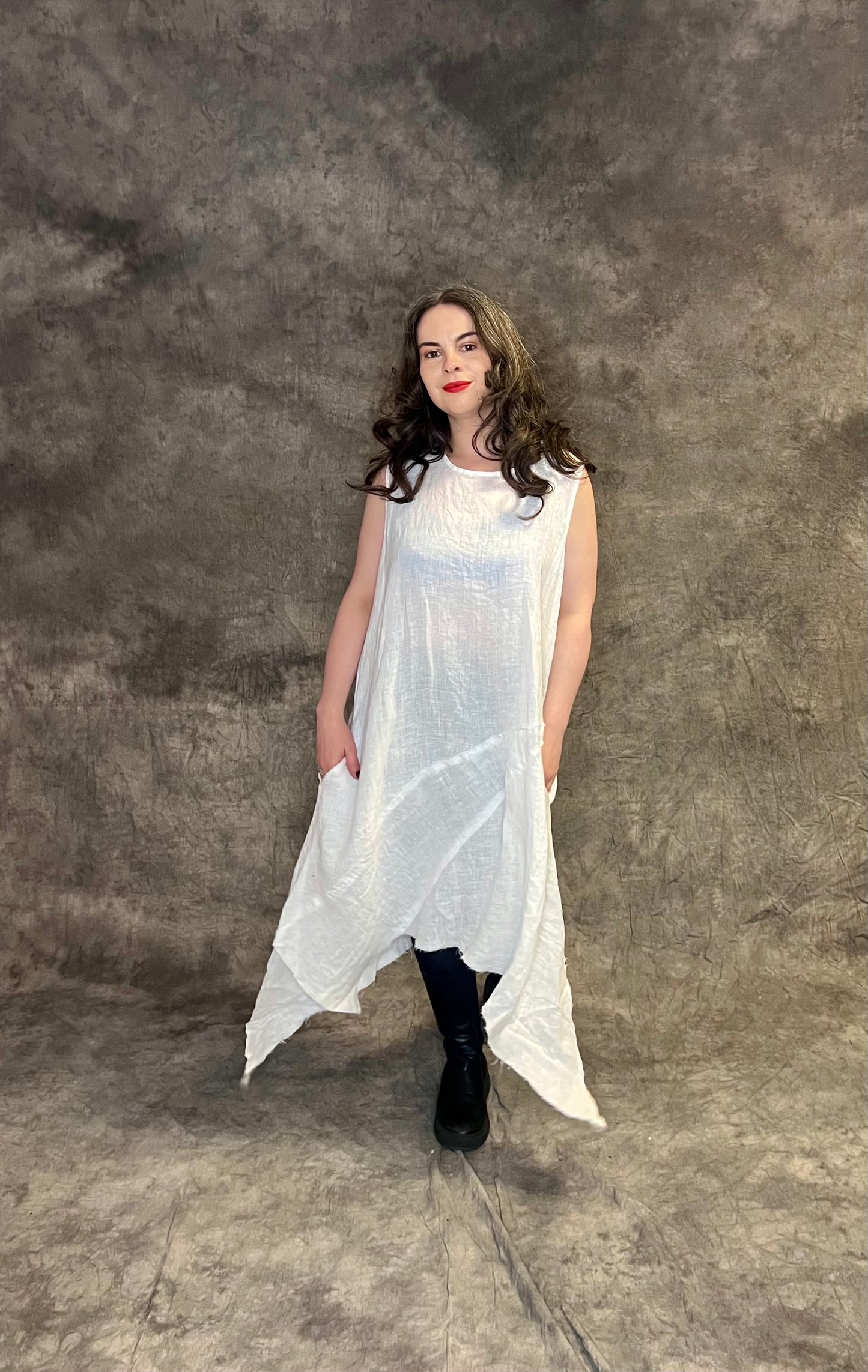 Provocation Uneven Hem Linen Dress (colour options available)