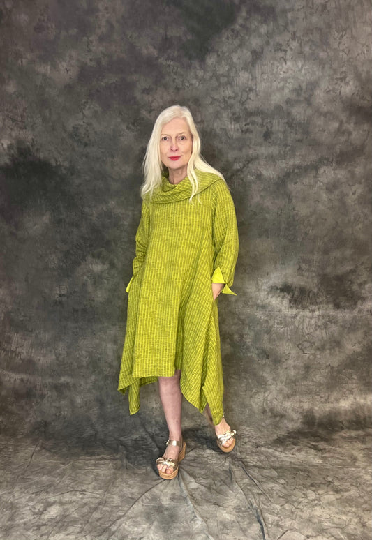 Terry Macey Paris Tunic in Leaf and Lime Green Stripe