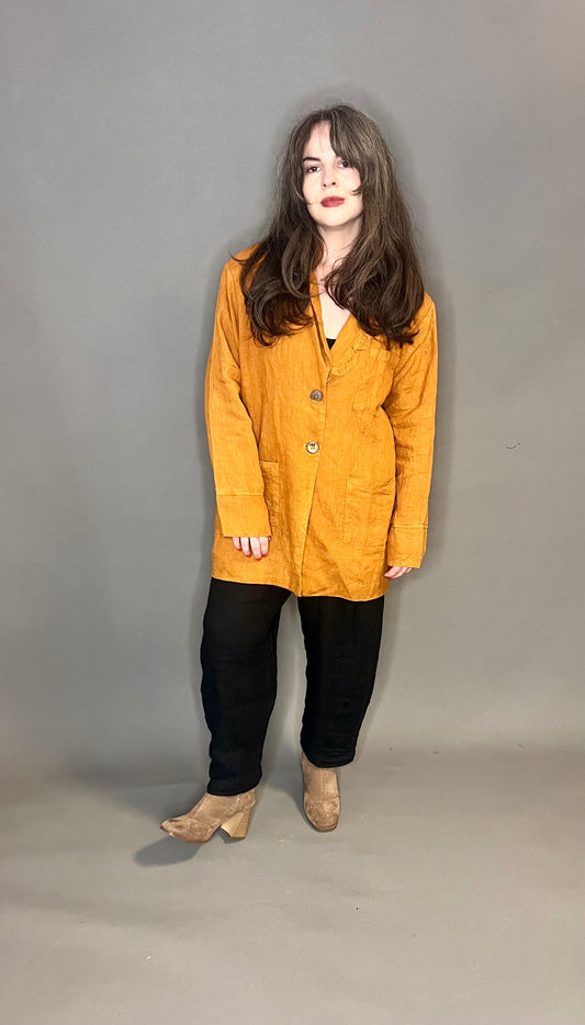 Belle & Bracken Over-Sized Blazer in Old Gold