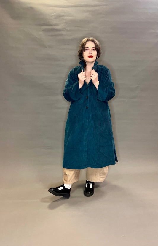 Terry Macey Duster Coat In Teal