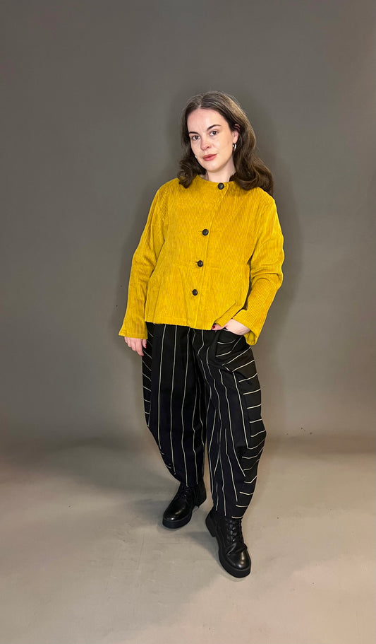 Terry Macey Turin Trousers in Black/Gold Stripe