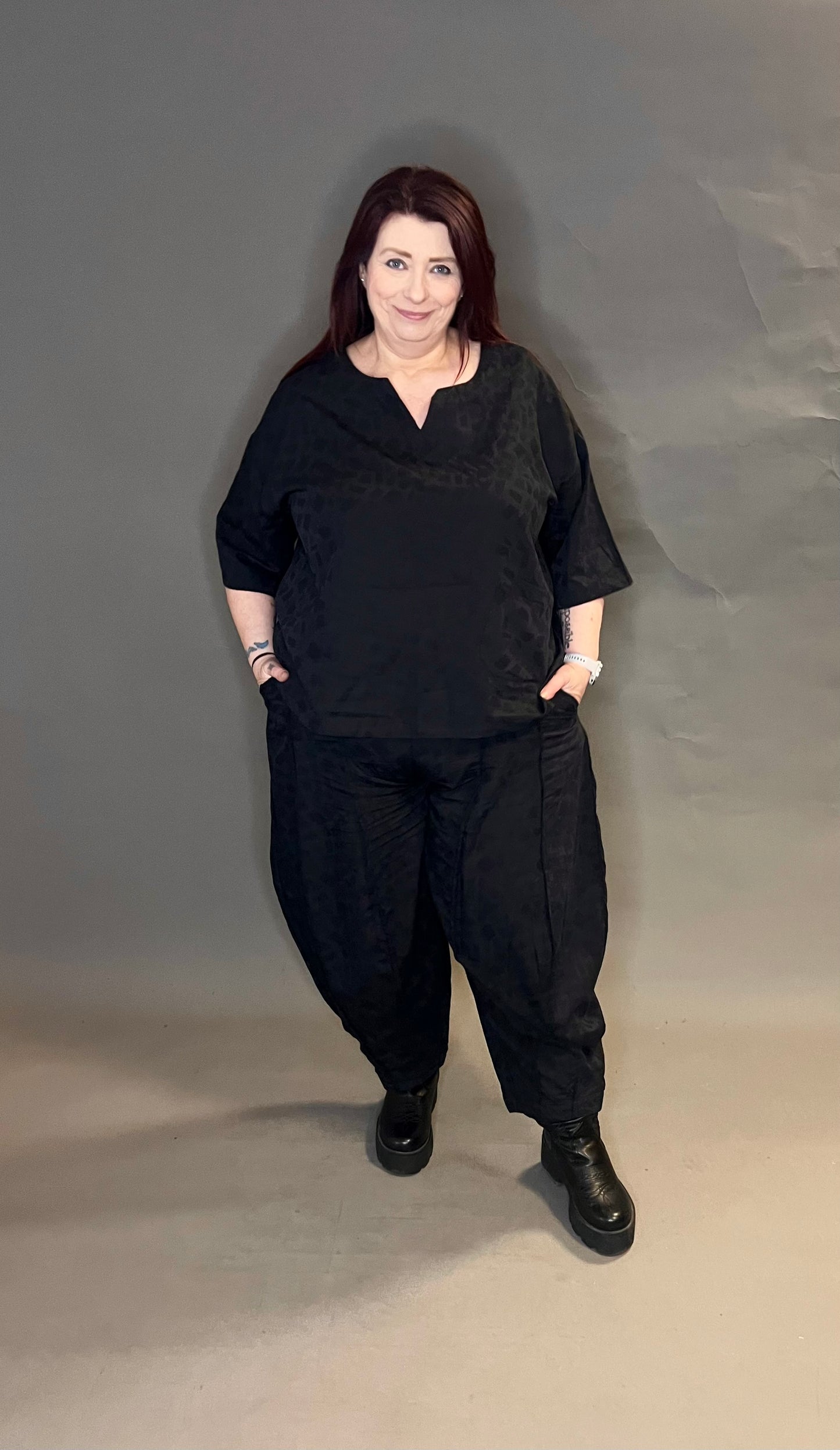 Bella Blue Textured Fabric Loose Tee