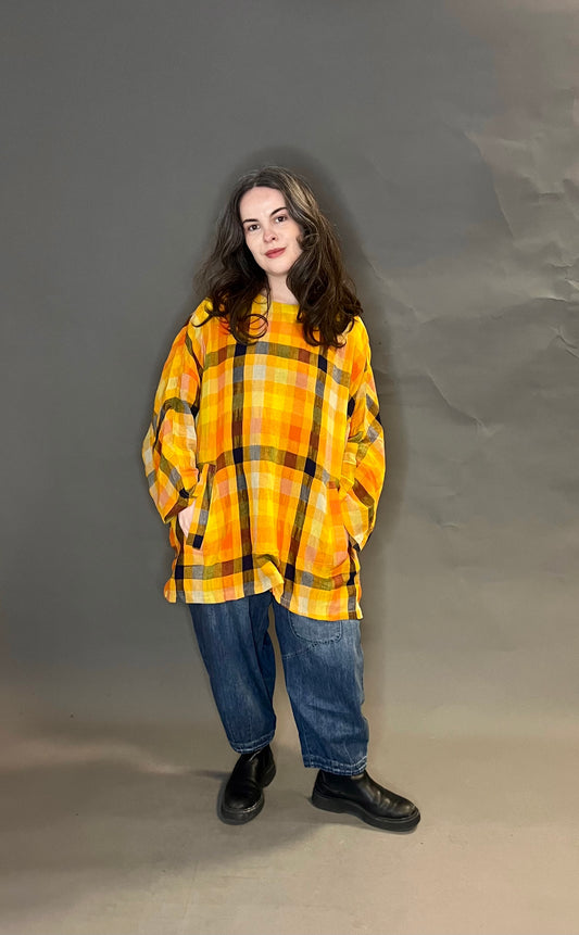 Bella Blue Oversized Madras Checked Tunic with Pockets (colour options available)