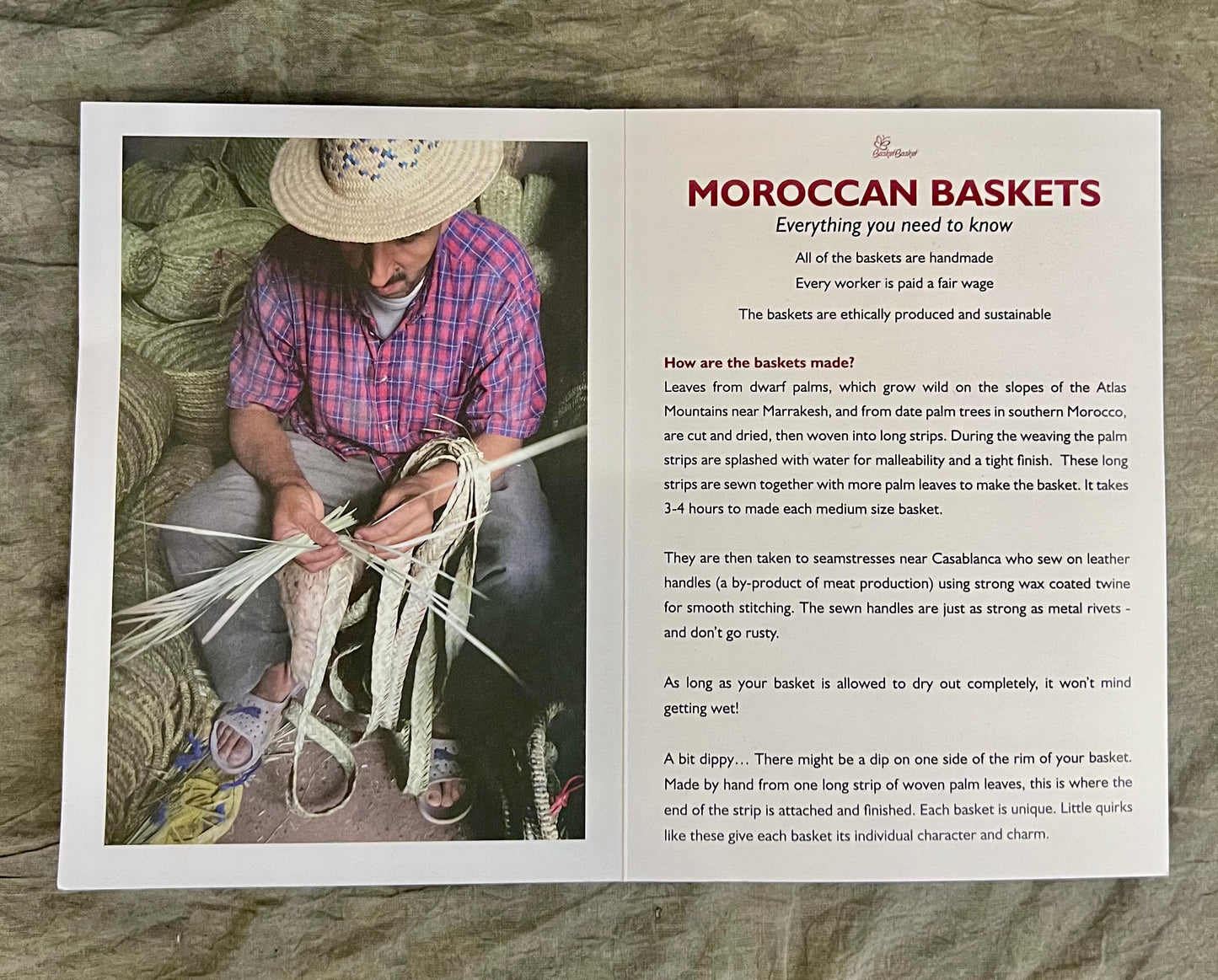 Medium Handwoven Basket with Leather Handles