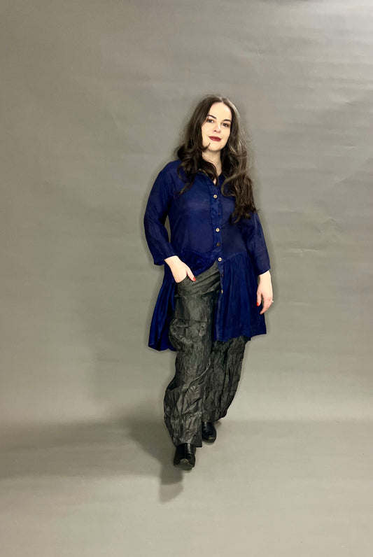 Alembika Silver Crinkle Fabric Trousers