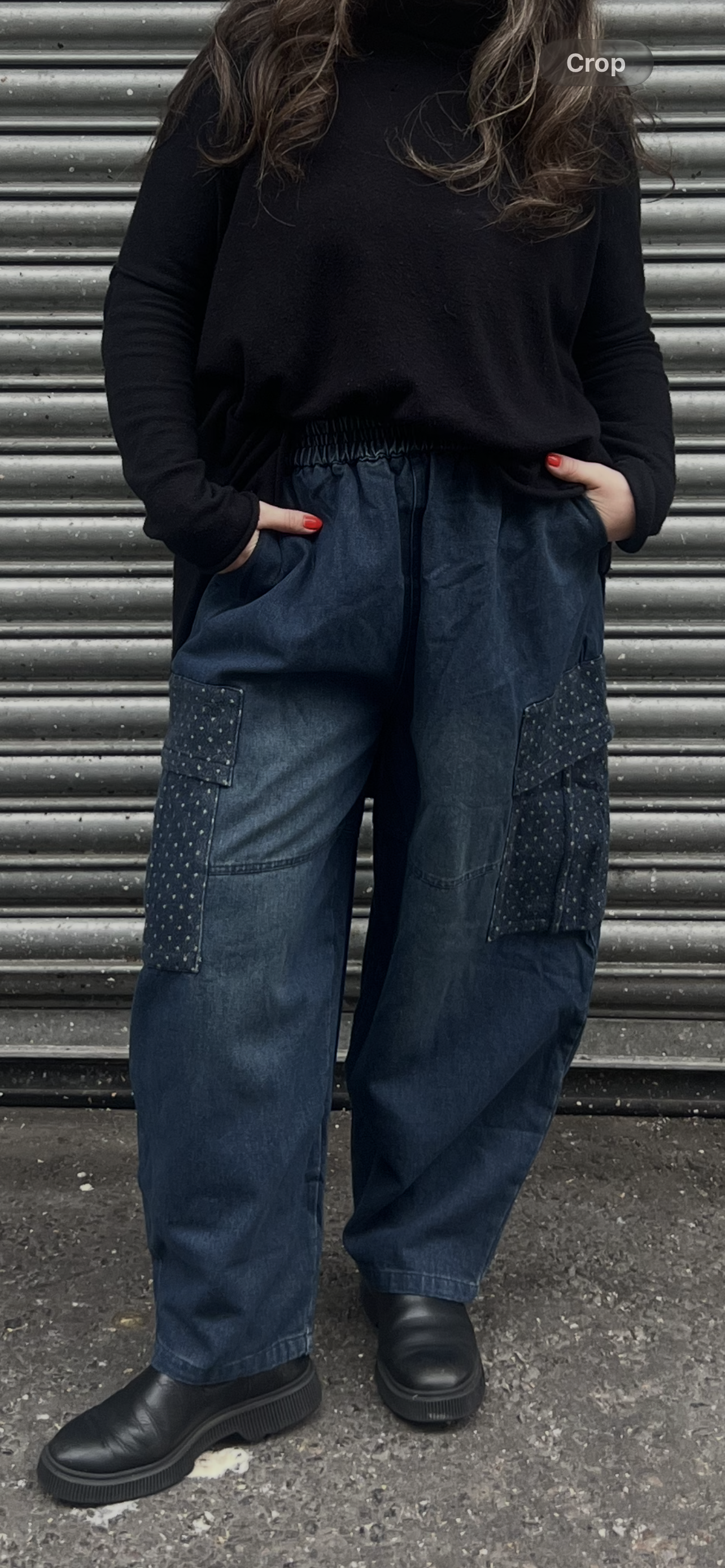 Bella Blue Dotty Patch Pocket Barrel Leg Denims