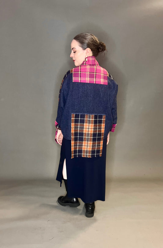 Terry Macey Tokyo Jacket in Navy with Pink and Orange