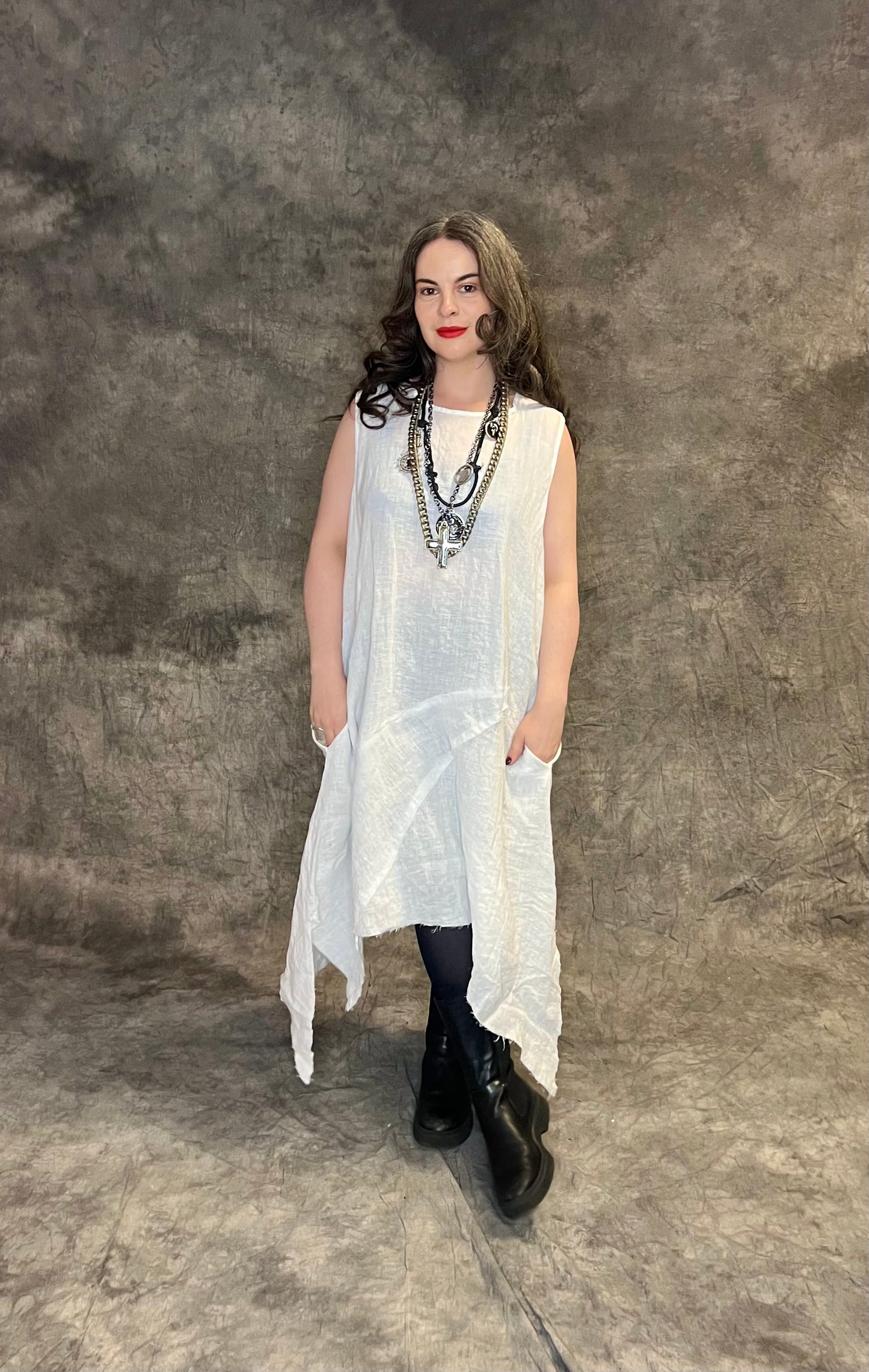 Provocation Layered Chunky Necklace with Cross and Chains and Medallion