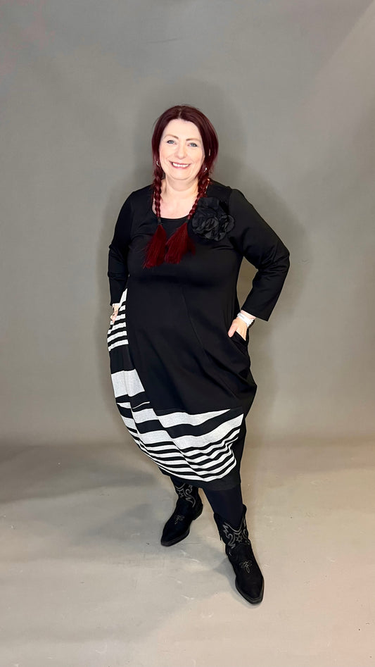 ID Clothing Striped Tulip Hem Dress