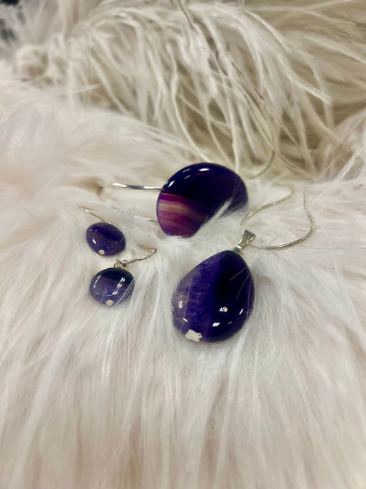 Purple Agate Jewellery Set by Gill M