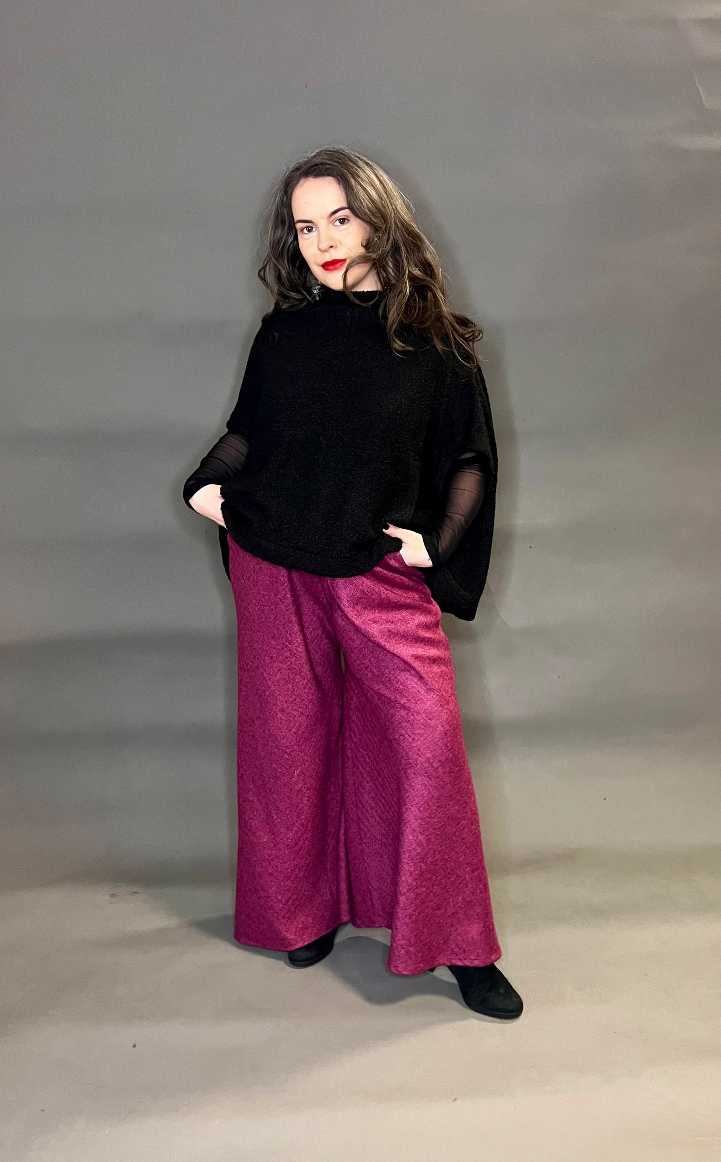 Belle & Bracken “Zoe”Trouser in Raspberry Herringbone