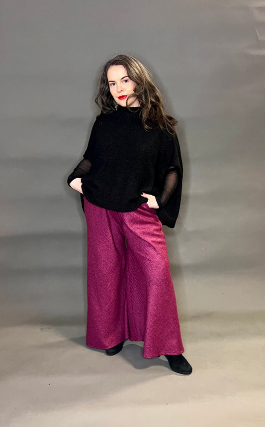 Belle & Bracken “Zoe”Trouser in Raspberry Herringbone