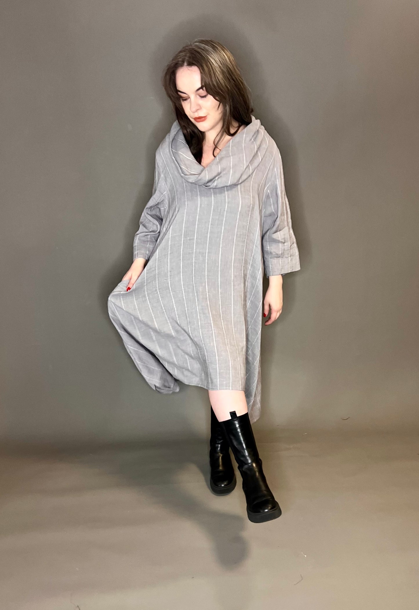 Terry Macey Paris Tunic in Grey Stripe