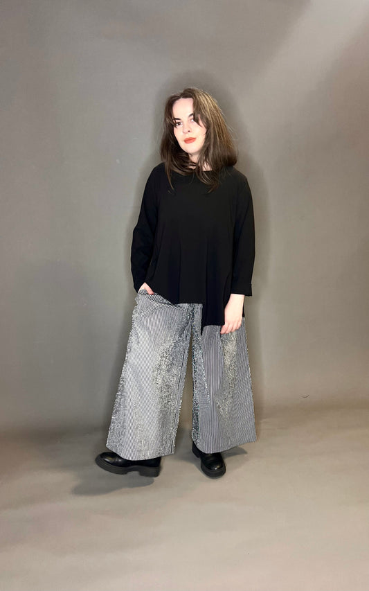 Terry Macey Black and White Striped Culottes