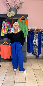 Out Of Xile Cobalt Blue Wide Leg Trousers