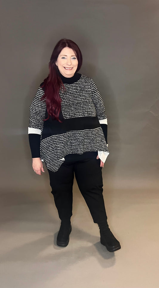 ID Clothing Uneven Hem Top with Script