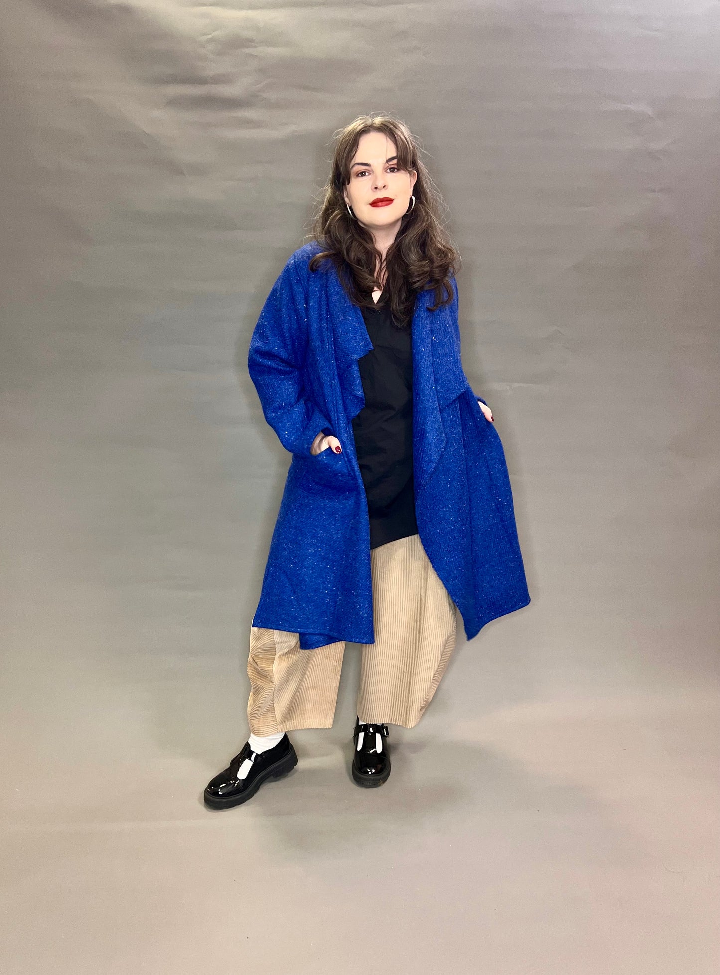 Terry Macey Edy Coat in Electric Blue Wool