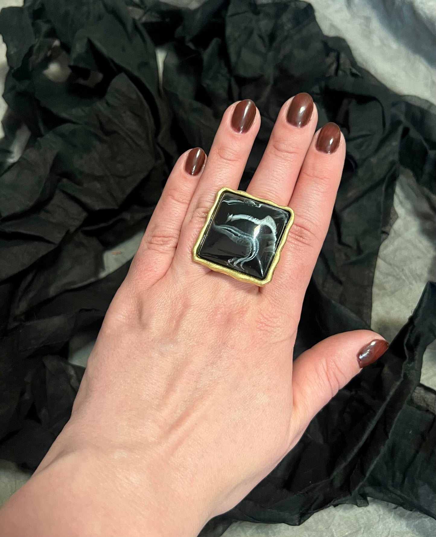Provocation Large Black Square Ring