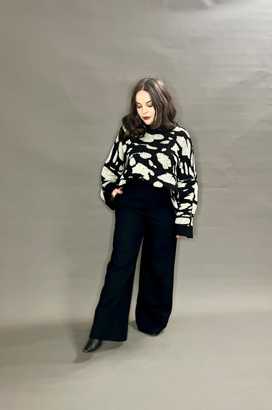 Noa Noa Black Wool Wide Legged Trousers
