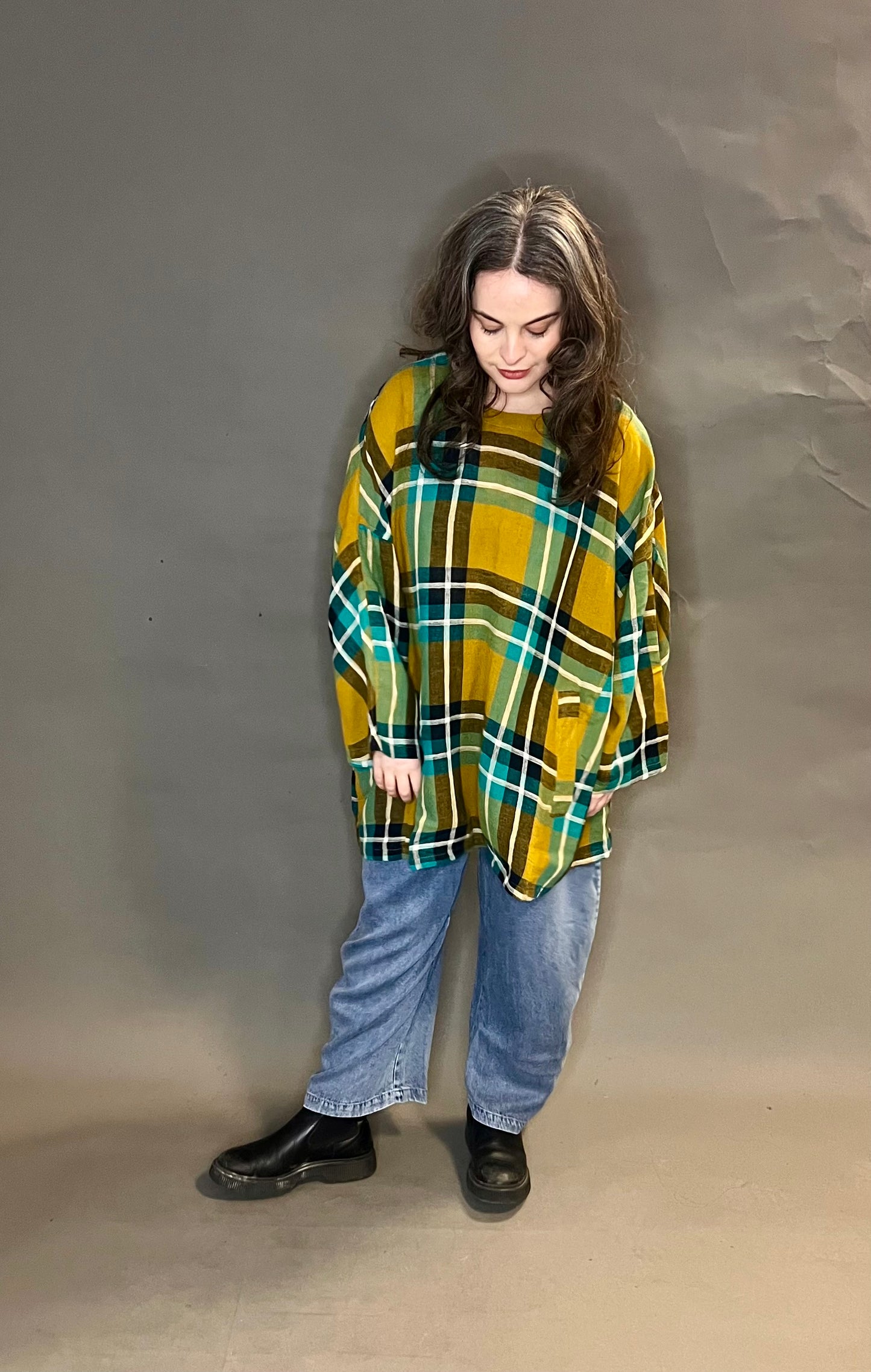 Bella Blue Oversized Madras Checked Tunic with Pockets (colour options available)
