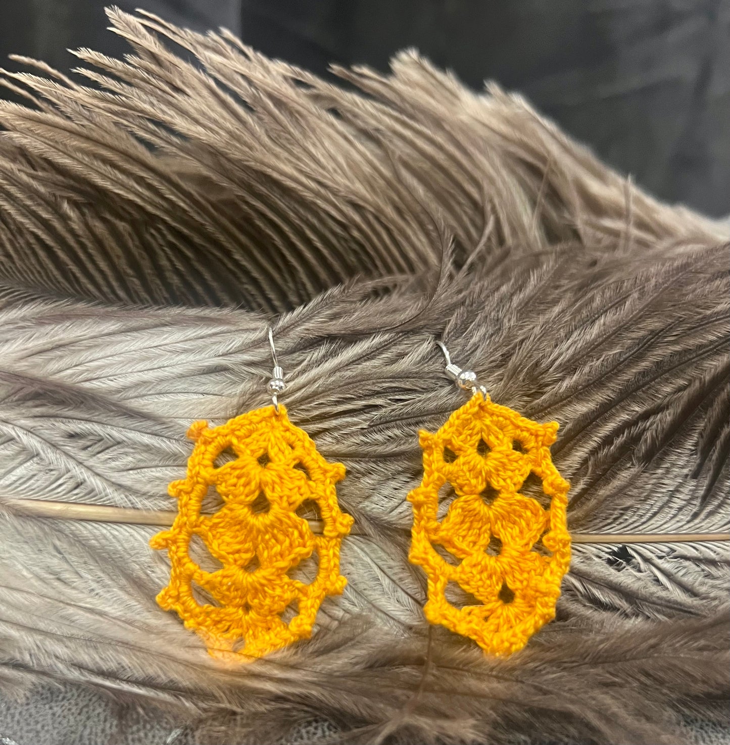 Hand-Crocheted Large Leaf Earrings