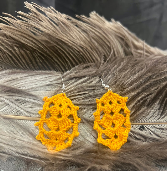 Hand-Crocheted Large Leaf Earrings