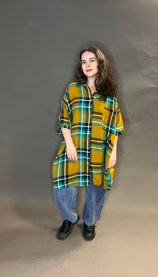 Bella Blue Madras Check Oversized Shirt Tunic (colour options available)