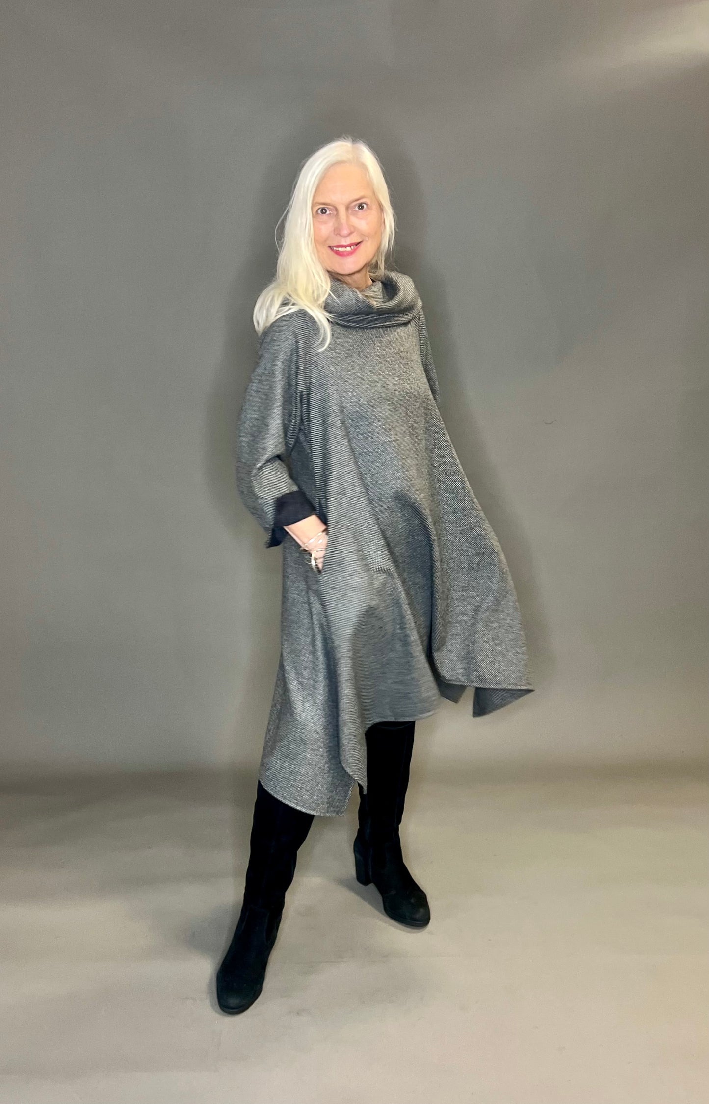 Terry Macey Paris Tunic in Soft Grey Wool