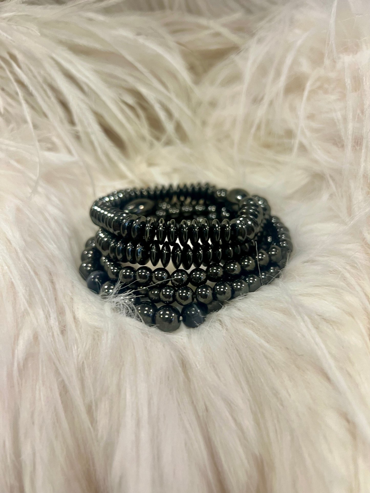 Stackable Hematite Bracelets by Gill M