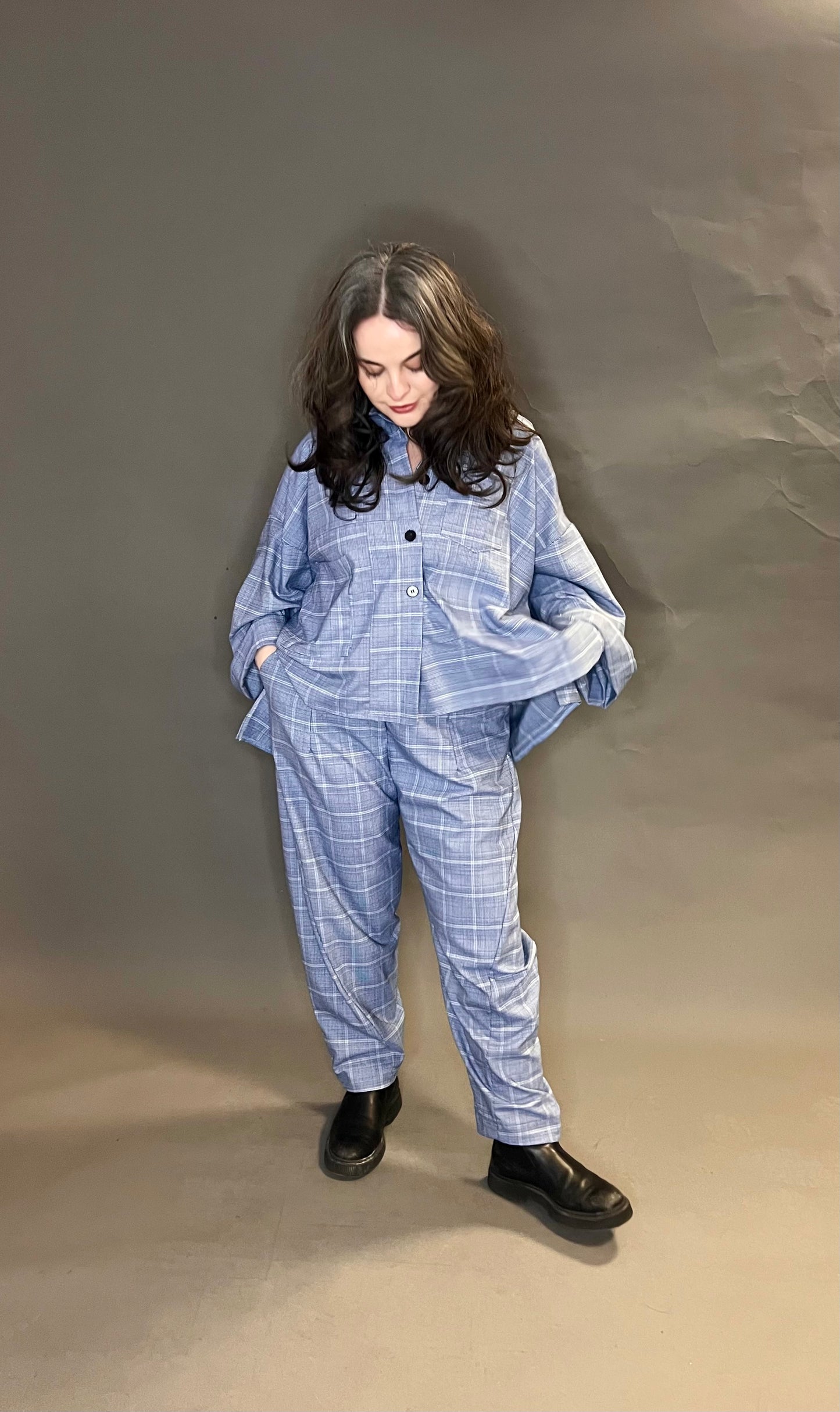 ID Clothing Longer Length Checked Cocoon Trousers (colour options are available)