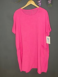 New Collection Cotton Tunic Dress, in Fuchsia Pink.